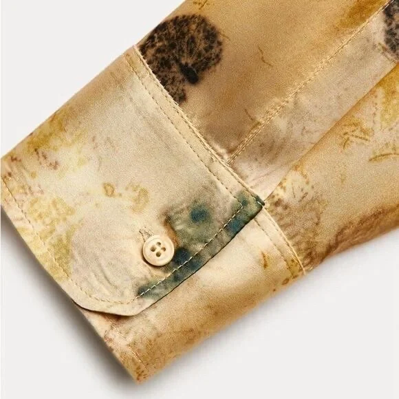 ZARA CO-ORD SET ZW COLLECTION PRINTED 100% SILK PANTS AND SHIRT